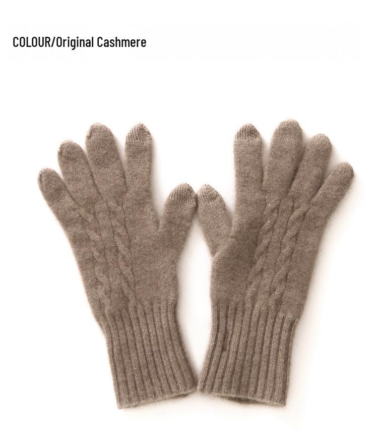 Women's 100% Pure Cashmere Split Finger Winter Gloves - Warm, Thick, Outdoor Five Finger Design