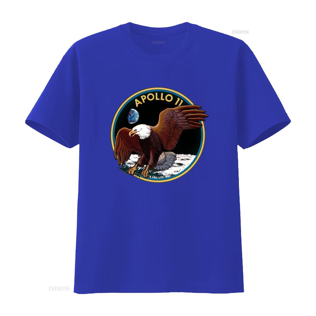 Apollo 11 Mission Patch Eagle Moon Earth T Shirt vintage Washed Versatile designer clothes Slightly Unisex