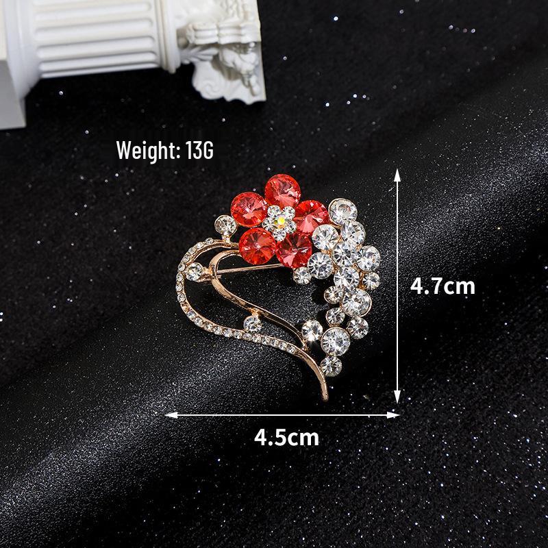 High-End Rose Red Chinese Flower Brooch: Classical Pin for Women's Qipao & Coat Accessories