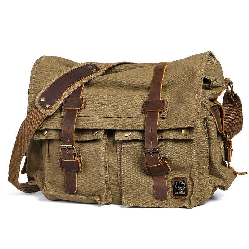 Seven-Color Cotton, Mailman Messenger Bag, Men'S Tide Plus Size 17-Inch Computer Bag, Outdoor Leisure Shoulder Canvas Bag.