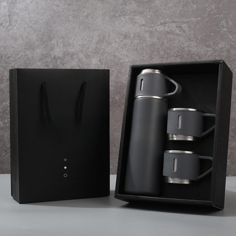 

Высококачественная деловая кружка из нержавеющей стали 304, подарочная коробка, портативная вакуумная офисная чашка для чая с пузырьками, ежегодная подарочная чашка 500ml серый