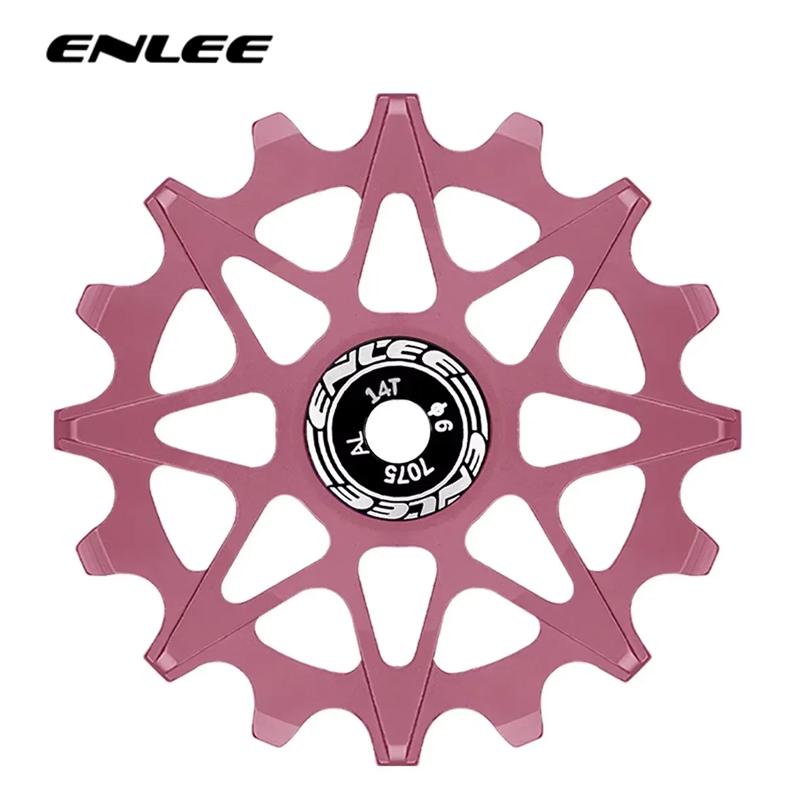 ENLEE Bicycle Rear Derailleur Pulley 10/12/14/16T Bike Guide Wheel for 8s 9s 10s 11s Mountain Road Bike Jockey Pulley Wheel CNC 12T Guide Wheel розовый