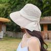 Wrinkle Pattern Ribbon Tie Romantic Bucket Hat
