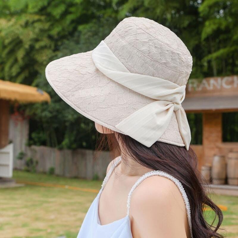 

Романтичная шляпа-ведро с лентой-бантом и узором в виде складок pink