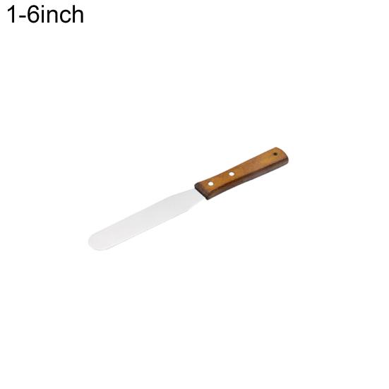 Cake Spatula Baking Wooden Handle Tools Stainless Steel Cupcakes Fondant Scraper for Kitchen