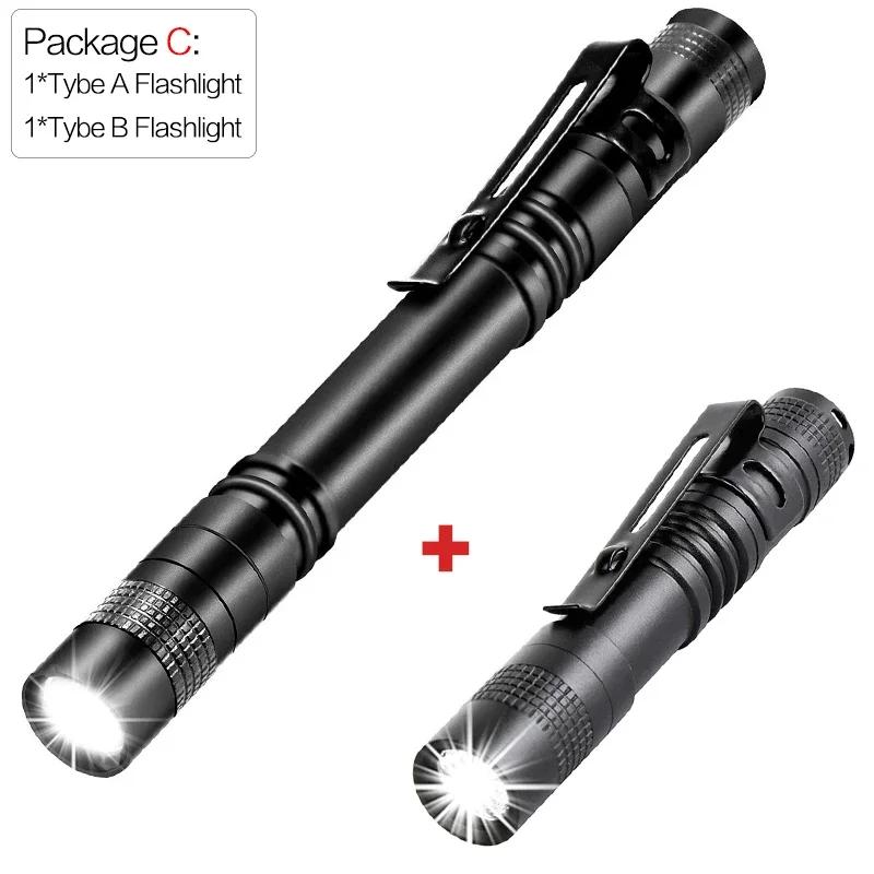 Mini Portable Flashlight Pocket Bright High Power Handheld Pen Light led Torch for Camping Fishing Outdoor Emergency Home Use