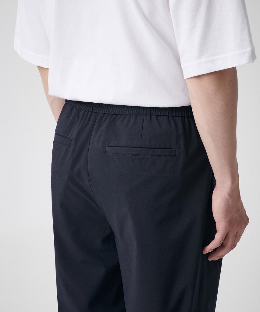MUSINSA STANDARD [Cooltandard] One-Pleat Wide Elastic Waist Slacks [Navy]