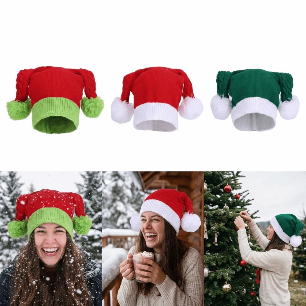 Knitted Fabric Knitted Santa Hat Crochet Design Holiday Knit Cap Winter Santa Hat  Christmas Party