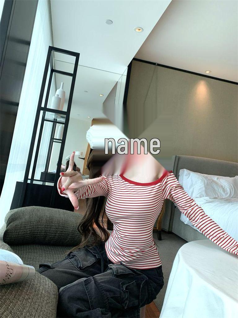 Koreański Jednoramienny Pasiasty Długi Rękaw Dopasowany Codzienny Damski Top