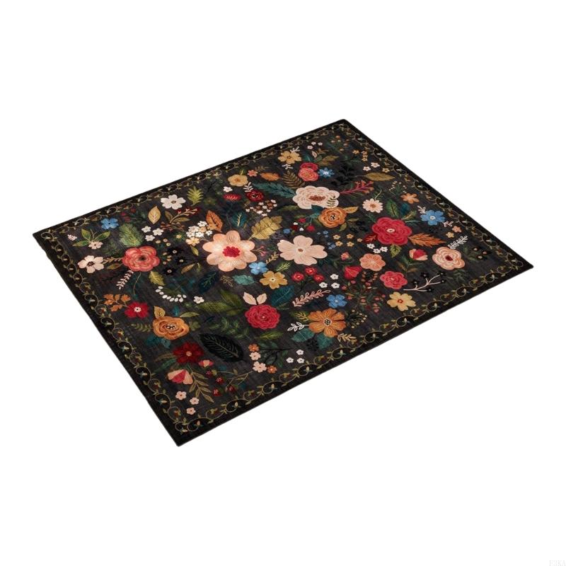 Washable Area Rug with Floral Design Floor Carpet Soft And Durable Rug Luxurious Feel Area Rug for Barefoots Walking