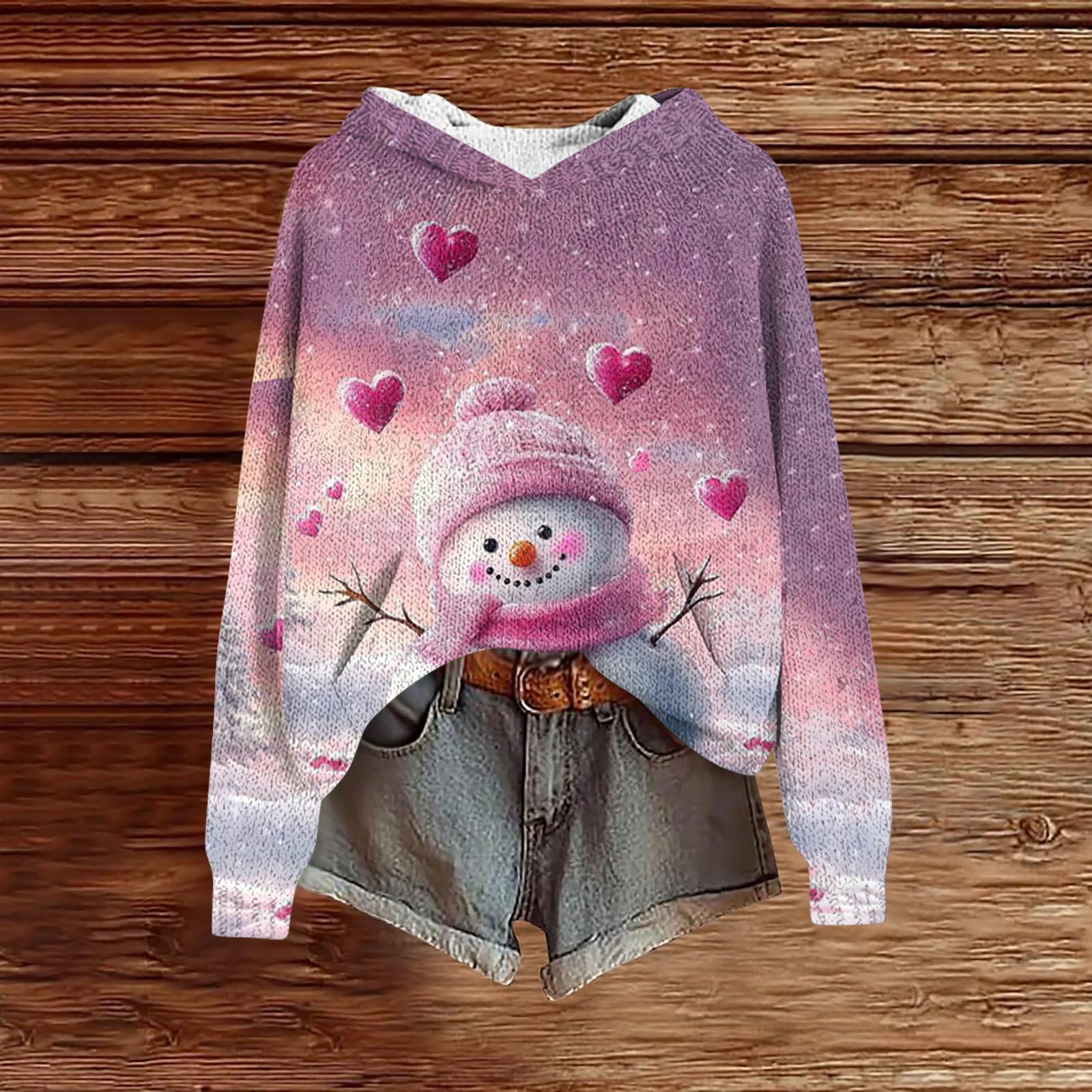 

Рождественские свитшоты для женщин вязаный свитер милая футболка осенний пуловер толстовка с капюшоном S розовый