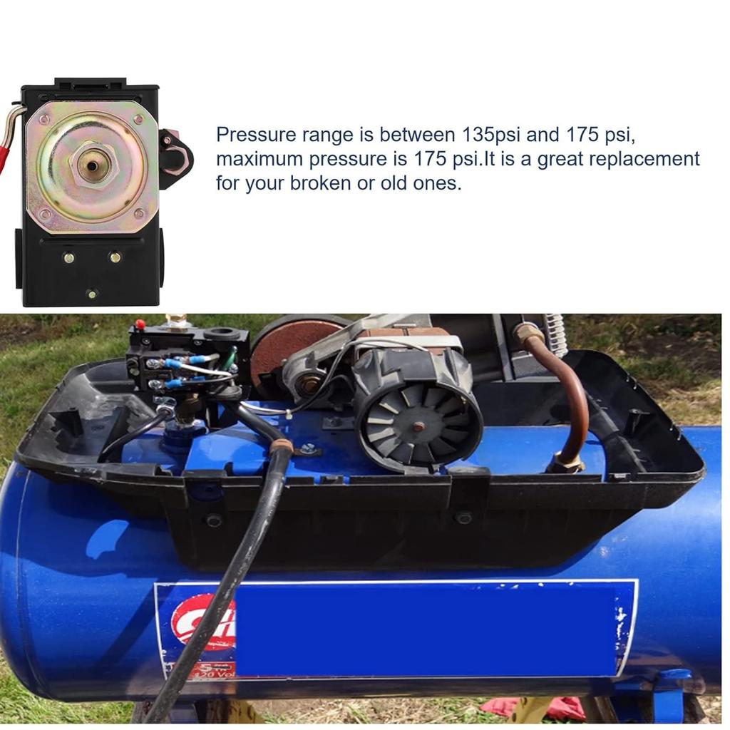 Air Compressor Pressure Switch, 135-175Psi Single Port Pressure Switch Air Compressor Pressure Switch Air Pressure Control Switch Up To 175Psi