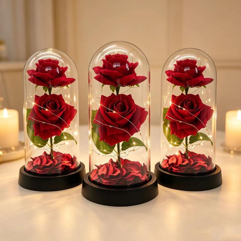1 Set Glowing Rose Decoration Acrylic Led Light Creative Rose Artificial Flowers Ornaments Wedding Valentine'S Day Gift