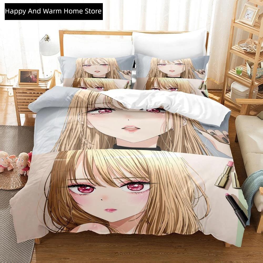 Anime My Dres-Up Darling Beding Set Single Twin Ful Quen King-Sized Dimensionsd Dimensions Bed Linen Set Adult People Young Boys Bedrom Duvet Cover