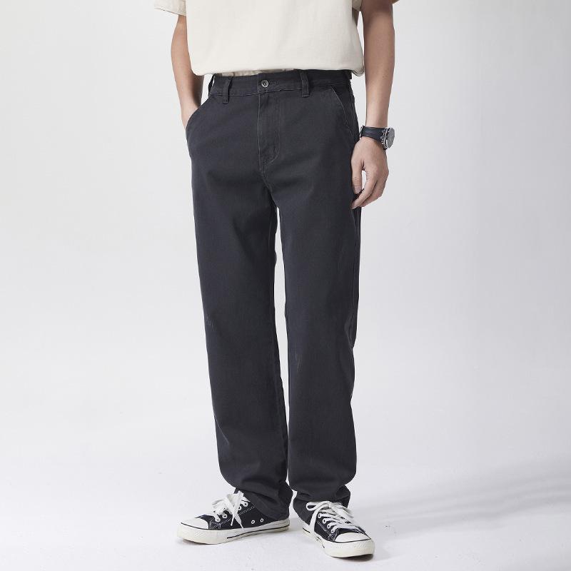 Oblique pocket casual pants men's trend retro solid color loose straight trousers trendy brand overalls men's commuter pants