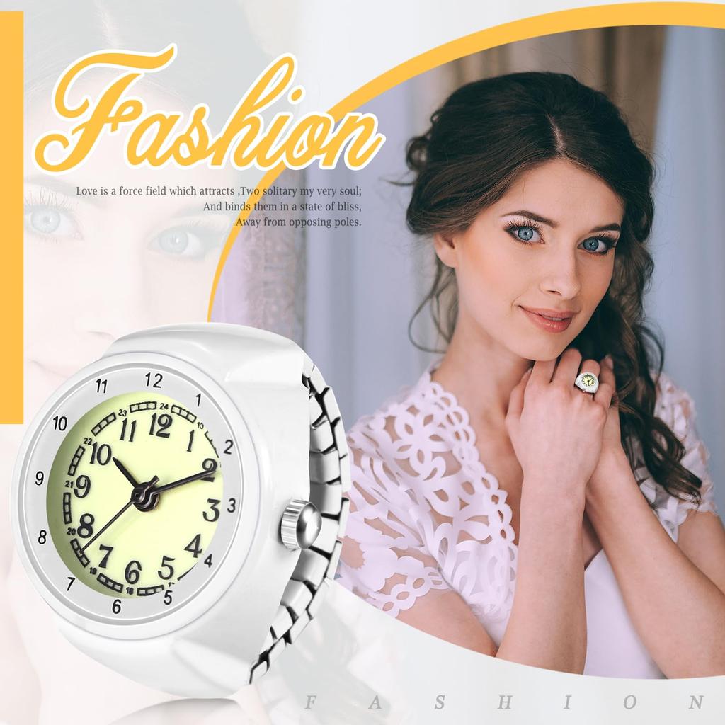 Finger Ring Watch, One Size Fits Most: Waterproof Analog Ring Watch for Men and Women - Perfect for Birthdays, Anniversaries, Valentine's Day, White