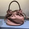 Women's Classic Fold Leather Bucket Bag: New Style, First Layer Cowhide, Trendy Solid Color Handheld Design