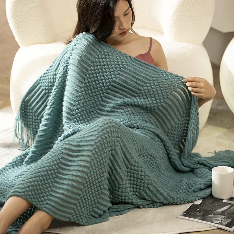 Light Luxury Solid Color Sofa Blanket - Air Conditioning, Decorative, Office Nap, Homestay, Autumn/Winter Use