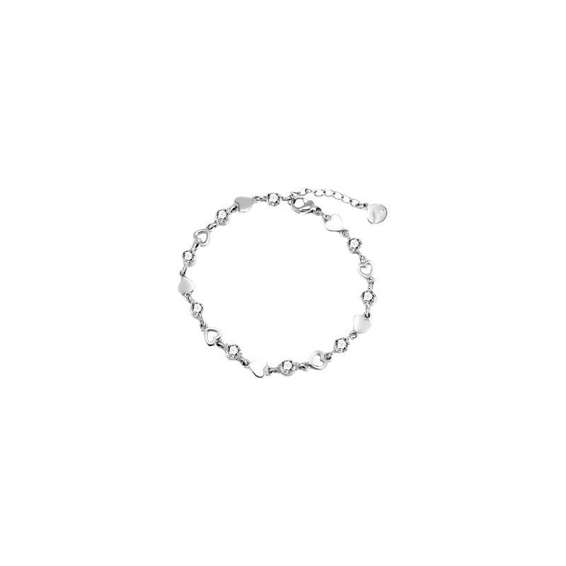 Women's Zircon Bracelet: Simple Design, Handmade Hollow Heart Jewelry, Versatile Gift