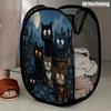 1Pcs Halloween Series 4 Pop-Up Laundry Hamper Expandable Mesh Hamper Basket for Room Bedroom Bathroom Organization Contemporary Storage