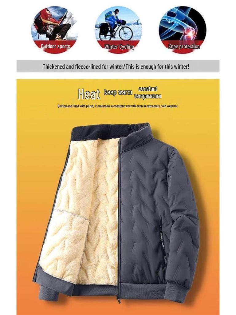 Men's Winter Warm Fleece-Lined Coat - Dirt & Wear Resistant, Loose Fit