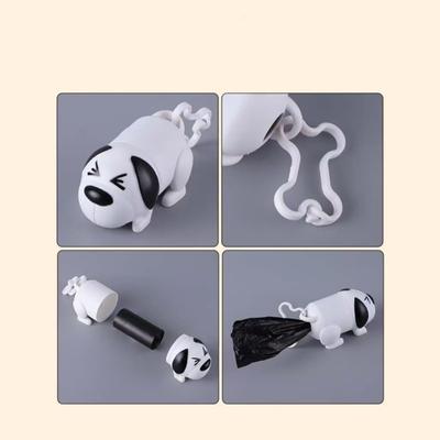 1 Cute Puppy Poop Bag Dispenser with One-Button Lever and Paw Release System - Portable Dog Poop Dispenser