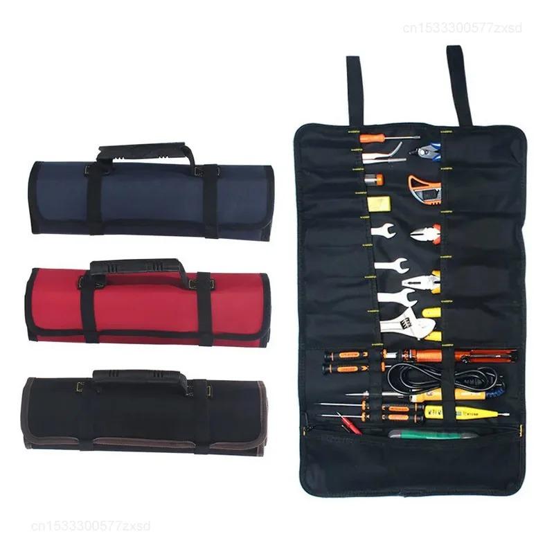 Multifunction Roller Tool Bags Oxford Canvas Practical Handles Bags Chisel Electrician Carrying Toolkit Instrument Package Case.