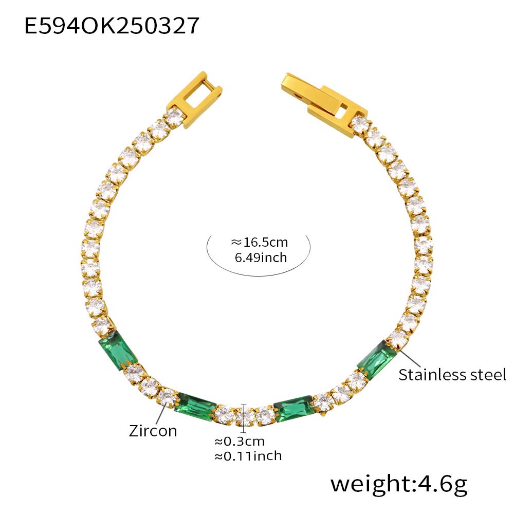 316 Stainless Steel Gold-Plated Luxury Bangle for Women Fashion Square Round Colorful Zirconia Bracelet Female Charms Zircon