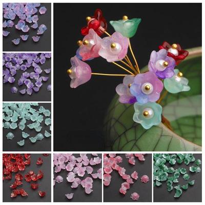 100PC Bell, Flower Stamen, Flower Heart, Flower Holder, Flower Cap, Glass Flower DIY Hairpin, Ancient Style Earrings