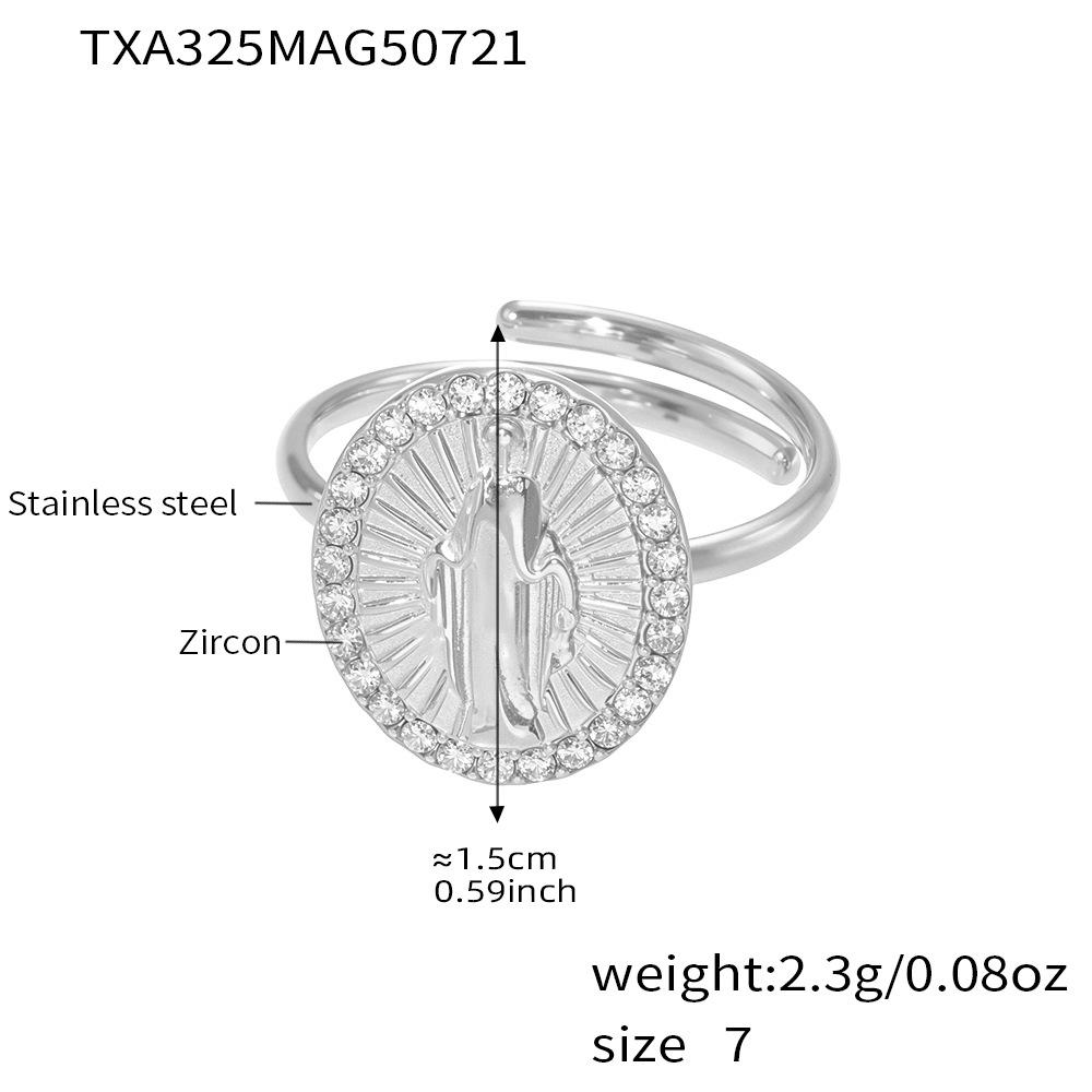 Qiong Yao Super Sparkle 5A Zircon Portrait Pendant, Ring & Earring Set - Court Style Stainless Steel Jewelry