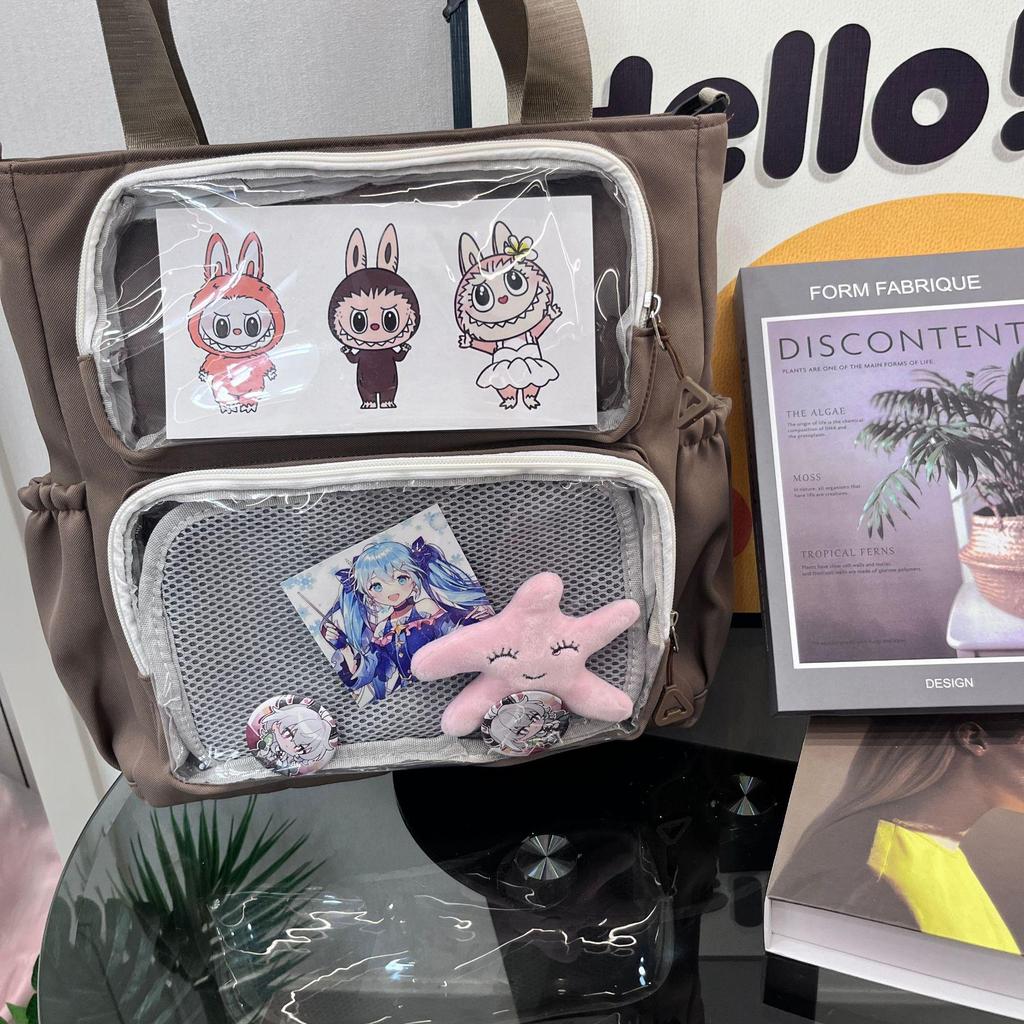 Ita-Tasche mit großer Kapazität und mehreren Taschen mit niedlichen Knöpfen für Mittel- und Oberstufenschüler