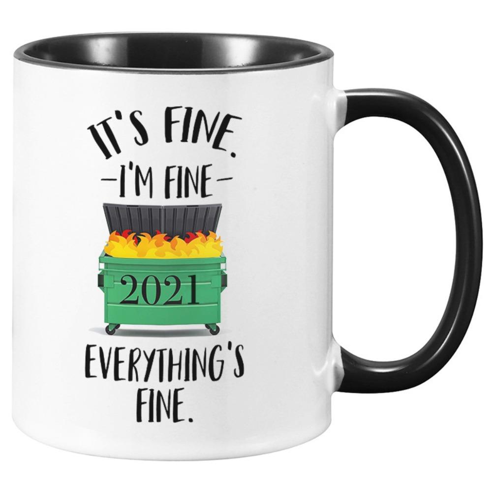 Trash can on fire Ceramic coffee mug Water cup English 301-400ml
