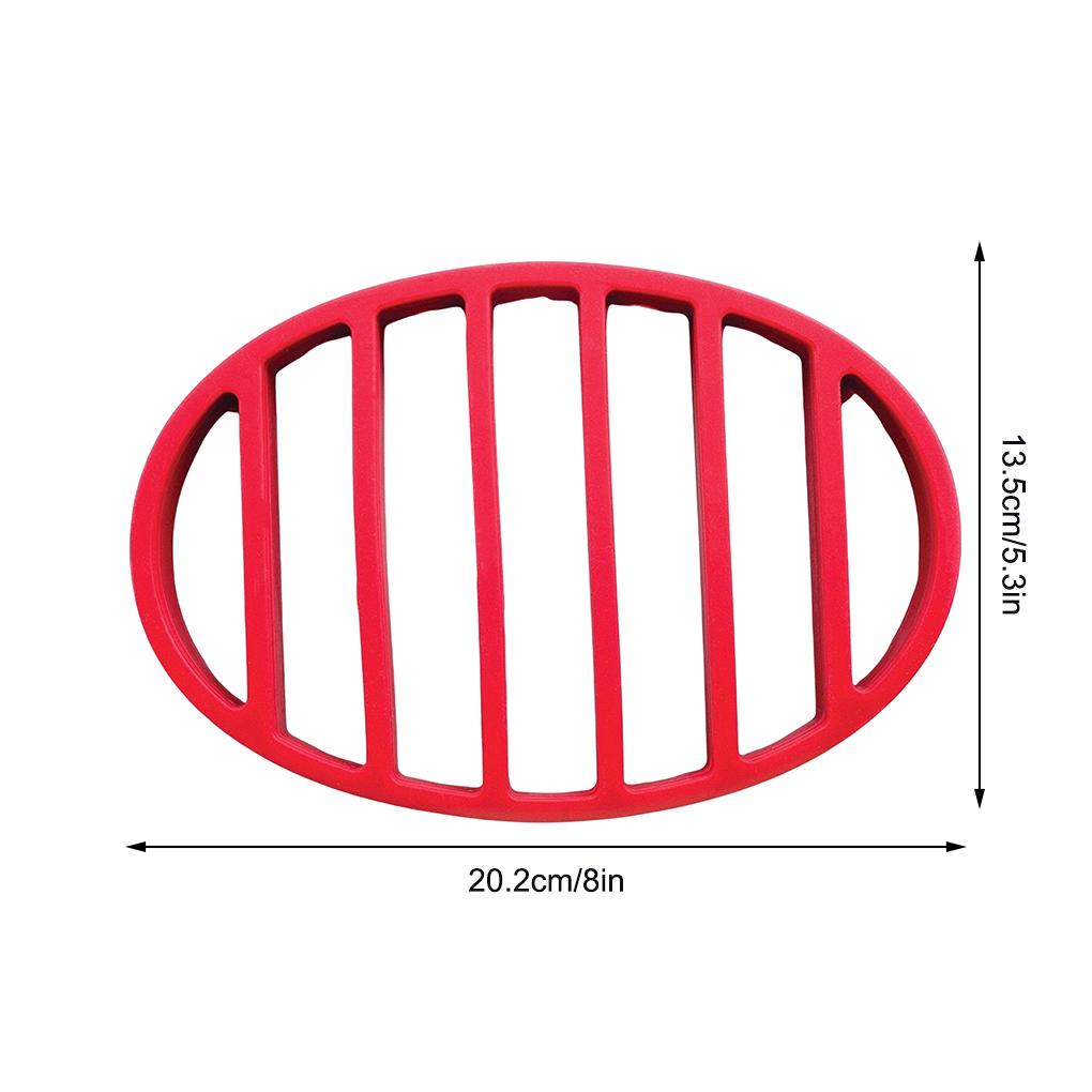 Silicone Grill Tray Racks Reusable Red Oval Cushion Roasting Kitchen Cooking Tool Mat for Steamer Pressure Cooker