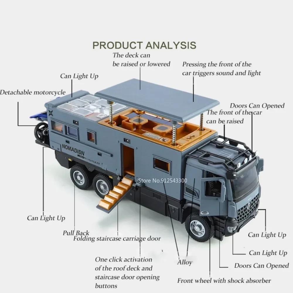 1:24 G63 6X6 Car NOMADISM Toy Mdoel Doors Opened Alloy Diecast Pull Back Sound Light Simulation Models Vehicle Toys Kid Gifts