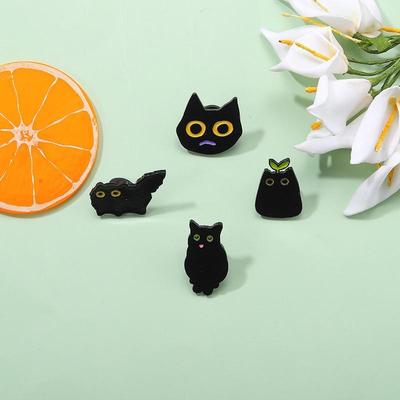 Animal Alloy Brooch Cartoon Cute Black Cat Badge Accessory Cute Backpack Decorative Pin