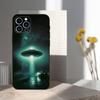 Space Art UFO Alien Thing Phone Case For iPhone 16,15,14,17,13,12,11 Plus,Pro Max,XS,X,XR,SE,Mini,8,7,Soft Silicone Black Cover