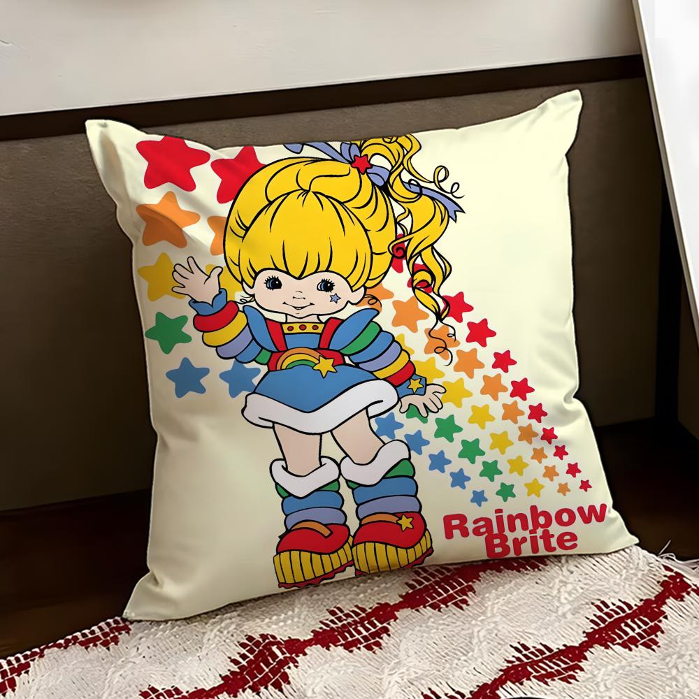 Cute RRainbow BBrite Cushion Cover Reversible Soft Durable Pillow Cover Home Car MultiScene Use for Daily Comfort
