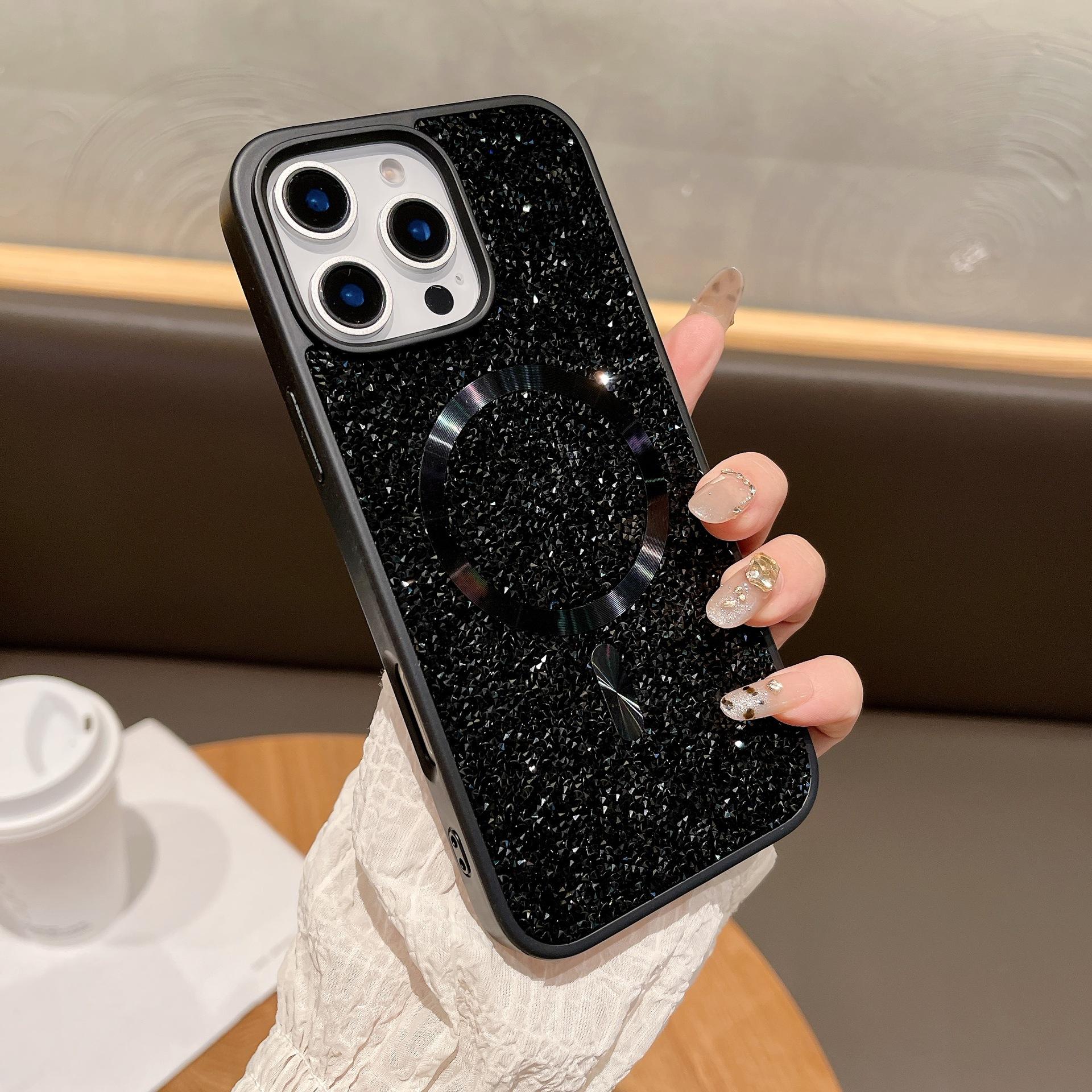 

New Diamond Magnetic Suction for IPhone16 Mobile Phone Case for Apple 15promax Skin Feel for Samsung S25ultra Full Cover Case For Samsung Galaxy S22Ultra