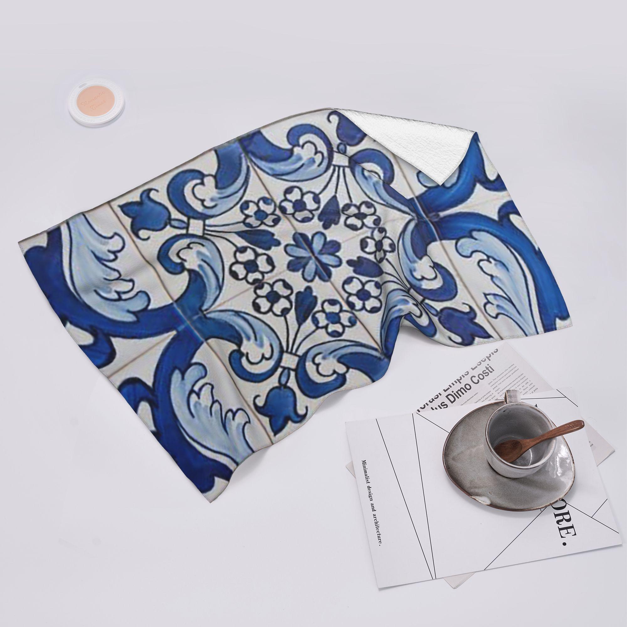 Ka Chen Muxi White Azulejo Lisbon Azulejos Lisboa Soft Face Towel Quick Dry Pool Bath Cotton Towels Absorbent Quick