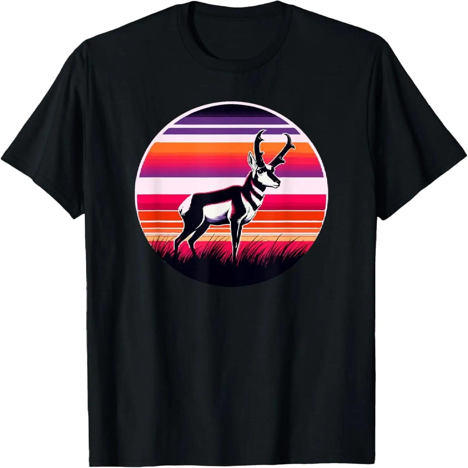Retro Vintage Pronghorn Animal Pronghorn Antelope T-Shirt S чёрный