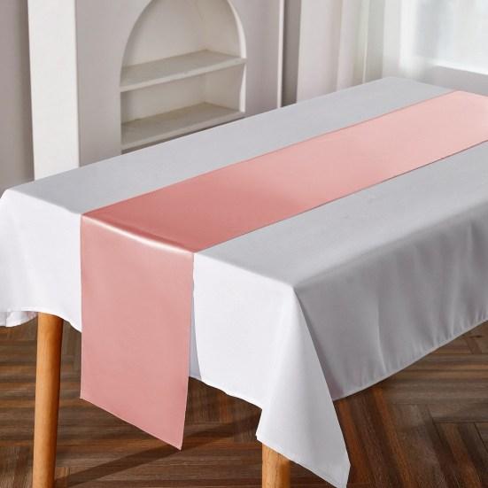Table Runner Long Rectangle Smooth Fabric Machine Washable Solid Color Party Table Runner Wedding Banquet Supplies