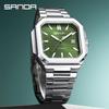 Sanda Herren Quadratische Mechanische Uhr: Modisch, Leuchtend, Wasserdicht, mit Kalender - Perfekt für Business Casual Styles.