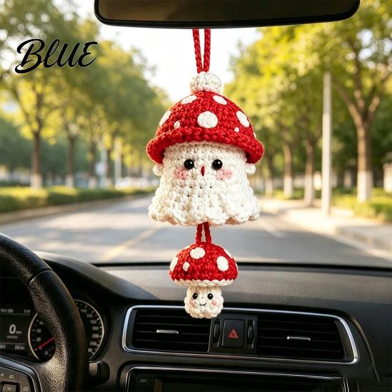 Holiday Party Favors Halloween Crochet Ghost Hanging Decoration Handmade Ornament for Car Cartoon Pendant Rearview Mirror Knit Yarn Decor