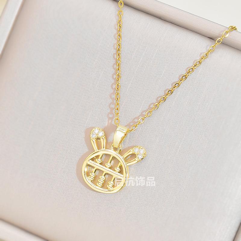 Abacus Rabbit Necklace Female Commuter Cute Natal Zodiac Rabbit Pendant With The Same Collarbone Chain
