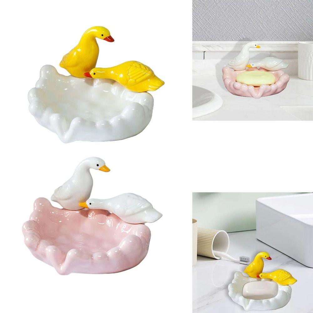 High-end Soap Tray Cartoon Soap Dish Drain Rack Decorative Duck Soap Holder  Toilet