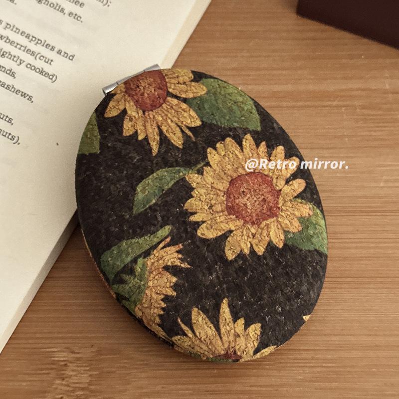 Compacte Make-up Spiegel in Vintage Stijl, Opvouwbaar, Dubbelzijdig, Draagbaar, Creatief Minimalistisch voor Vrouwen