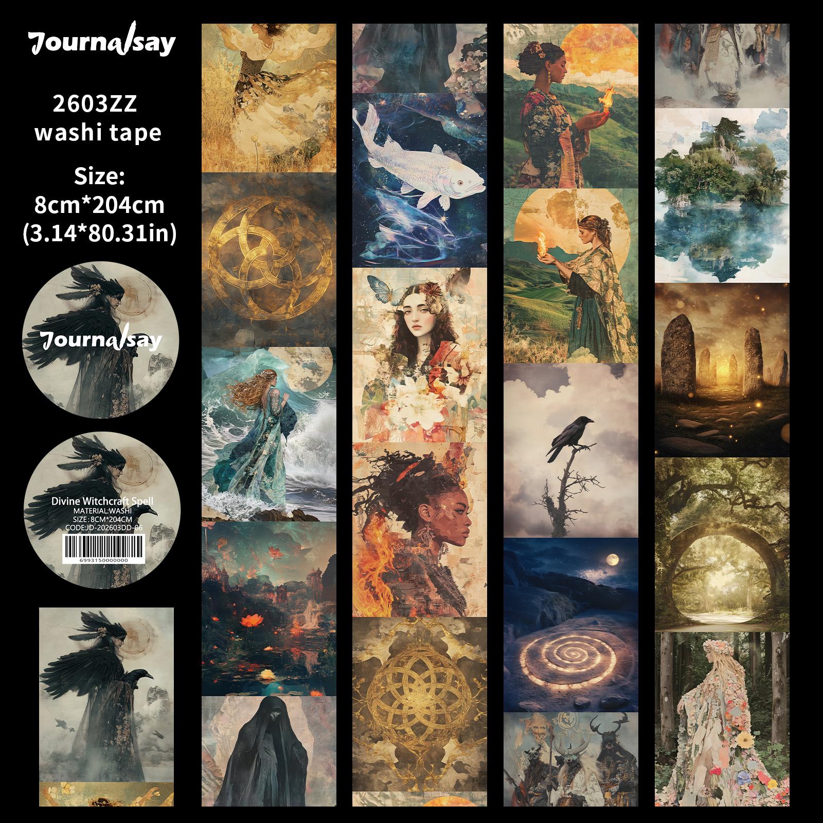 

JIANWU 80mm*204cm Vintage Sea Witch Character Landscape Material Collage Washi Tape Creative DIY Journal Stationery
