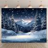 One Item: Winter Landscape Backdrop Featuring a Snowy Mountain Scene Made of Polyester material.ZL