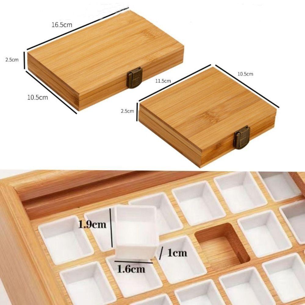 Empty Bamboo Watercolor Box with Lid Paint Storage Box New Paint Palette  Painting Art Supplies