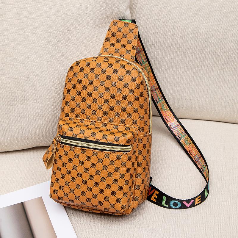 

Винтажная сумка на плечо/грудь с принтом в горошек, женская нагрудная сумка, женская сумка, модная сумка-мессенджер с плечевым ремнем и надписью светло-коричневого